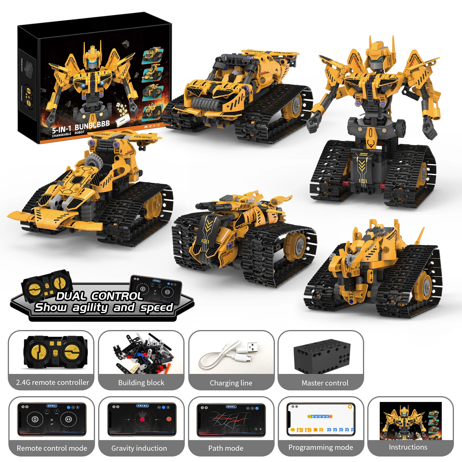 Diy Electric Car - 5-in-1 technical Electric Remote Control Transforming