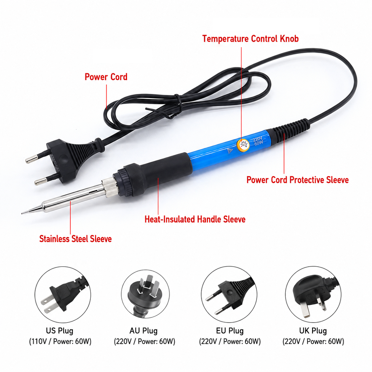 60W Adjustable Temp Soldering  - Diy Electronics Flux ulasan dan harga