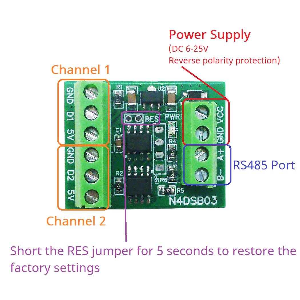 2CH RS485 Modbus  -55 to +125C - Ds18B20 Temperature Sensor ulasan dan harga