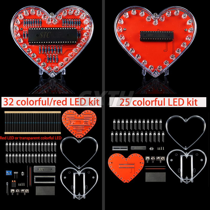 Colorful LED Love DIY Kit MCU  - Diy Electronics Projects For Students ulasan dan harga