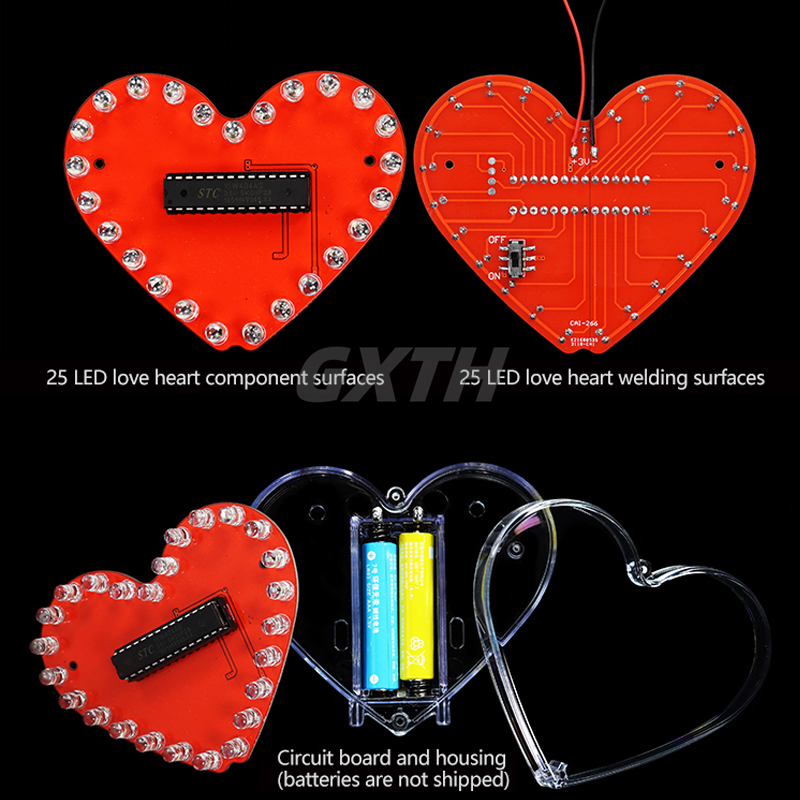 Colorful LED Love DIY Kit MCU  - Diy Electronics Projects For Students ulasan dan harga
