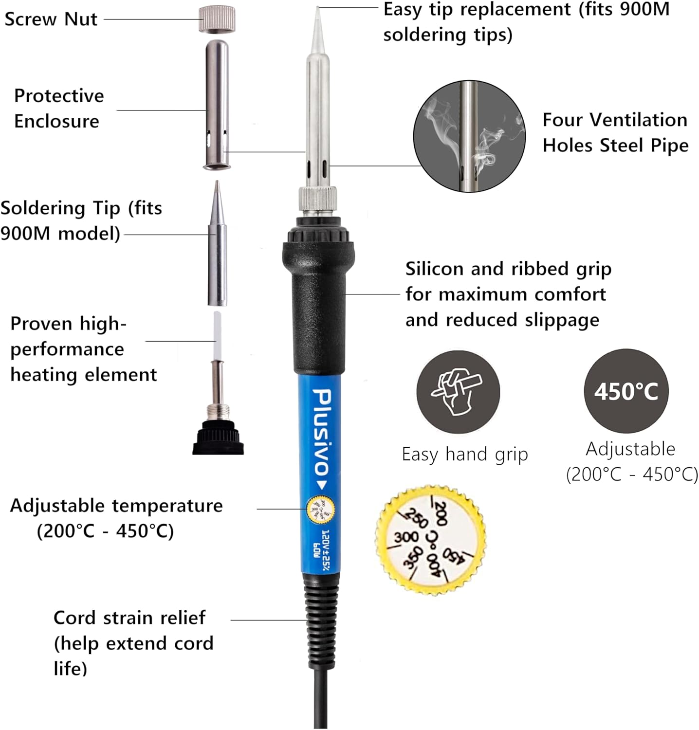 60W Soldering Iron Kit With Ad - Diy Electronics Flux ulasan dan harga