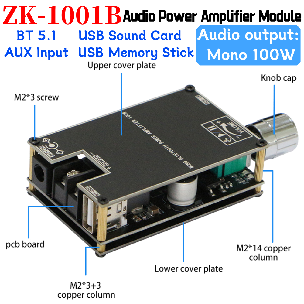ZK-1001B Mono 100W BT Audio Po - Diy Electronics Store ulasan dan harga