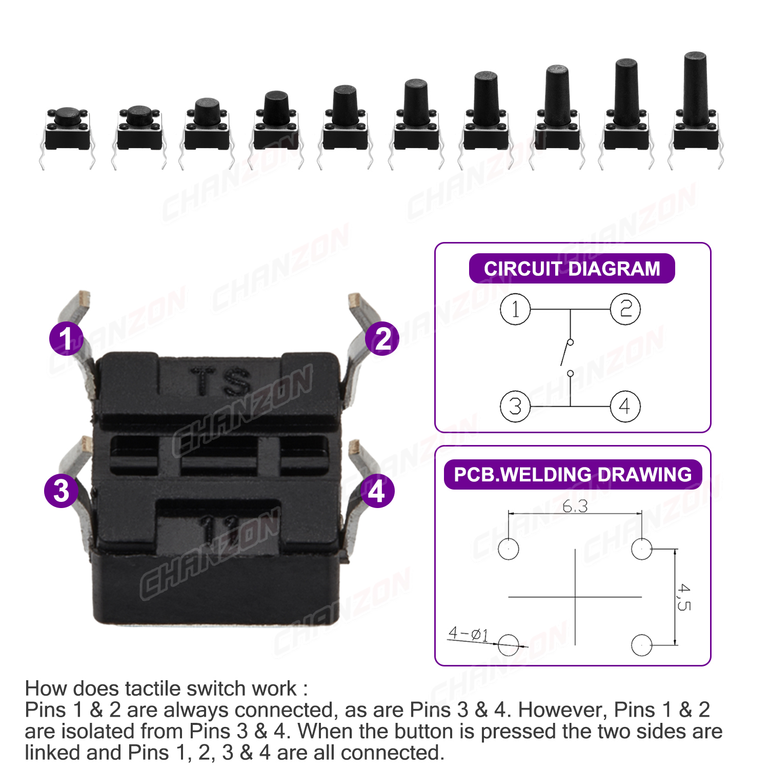 10 Kinds 6x6mm Micro Push Tact - Diy Electronics Breadboard ulasan dan harga