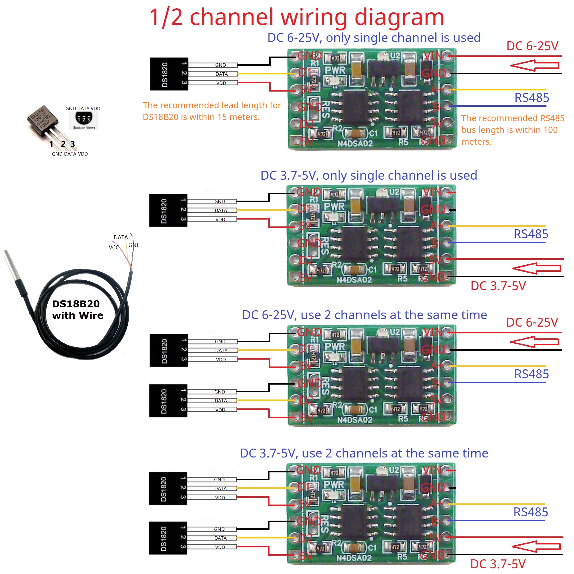 DS18B20 RS485 Adapter Board fo - Ds18B20 Temperature Sensor ulasan dan harga