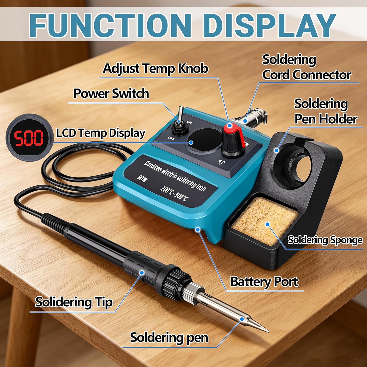 90W LED Digital Cordless Solde - Diy Electronics Set ulasan dan harga