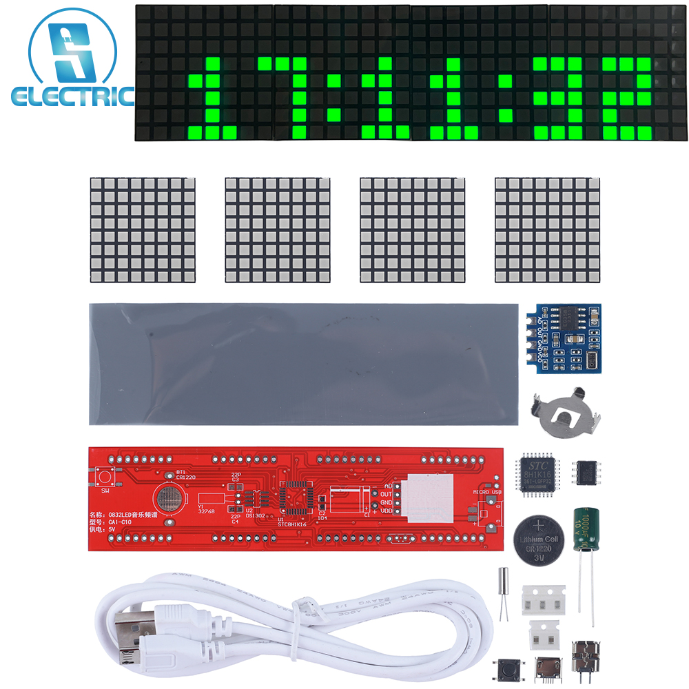 DIY Clock Kit Green LED Music  - Diy Electronics Projects For Students ulasan dan harga