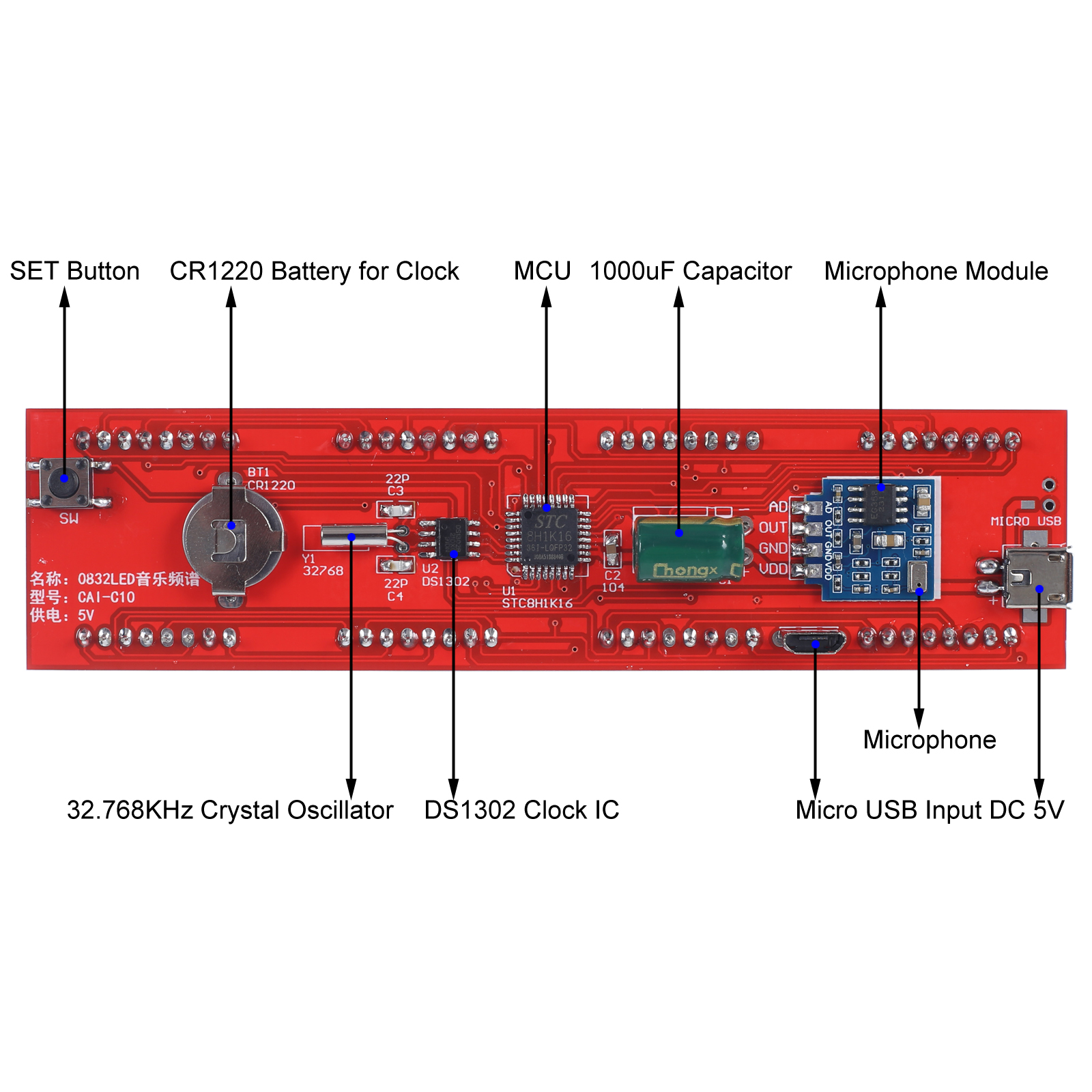 DIY Clock Kit Green LED Music  - Diy Electronics Projects For Students ulasan dan harga